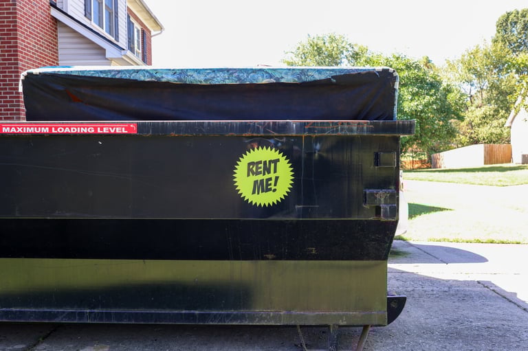 Dumpster delivery in residential area